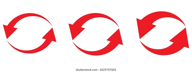 Coleção de ícones circulares e Atualizar seta. Elemento de direção. Sinal de cursor. Símbolo de reciclagem. Ilustração vetorial. Ícones Variety Colorido Atualizar e Recarregar.