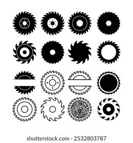 Collection of Circular saw blade icon vector, cutting symbol template, Ideal for carpentry vintage label design