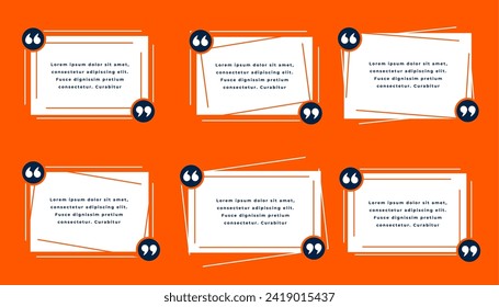 collection of citation frame icon template for social media post vector