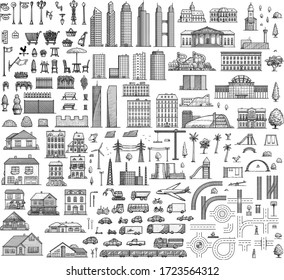 Collection of city map elements illustrations