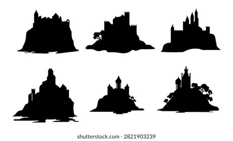 Collection of city skyline silhouettes showcasing iconic buildings and landmarks at night, emphasizing architectural diversity and urban landscapes.