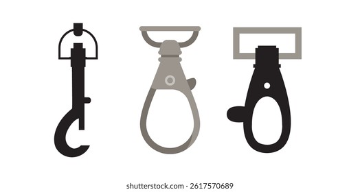 Collection Of Clasps Equipment Vector Illustration.	