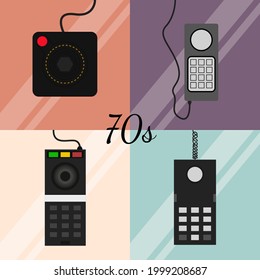 collection of classic 70s console first edition. Flat Vector Illustration
