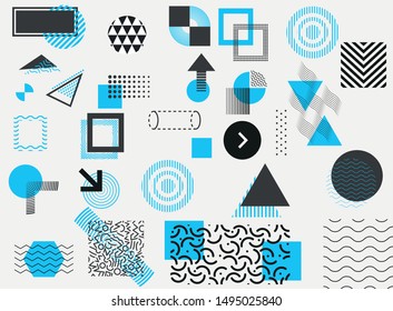 Collection Of Classic Memphis Design Elements. Vector Illustration.