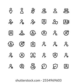A Collection Classic Single User Icon, Including Woman, Man, Person With Camera, Person With Shield, Editable Stroke.
