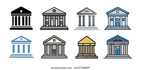 Collection of Classical Building Icons for Finance, Government, or Education Design Projects