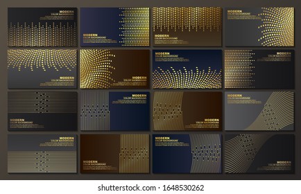 collection of classic-style dark gold banners with geometric textures and abstract lines	