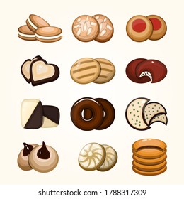 Collection of clean cookies and biscuits set - Vector