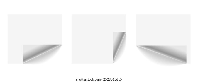 collection of clean empty twisted page corner mock-up vector