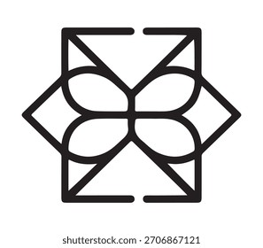 A collection of clean, modern geometric logo designs featuring abstract shapes and simple icons in a distinctive silhouette style.