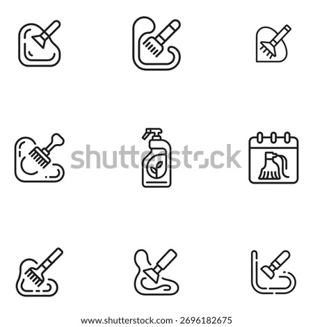 A collection of clean and modern icons representing various housework and cleaning tasks, presented in a distinctive silhouette style.