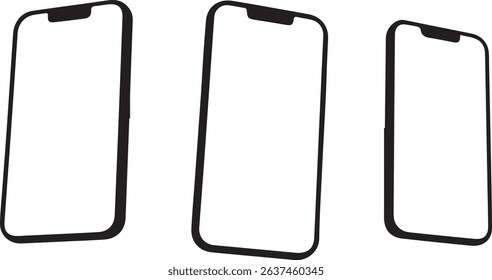 A collection of clean, modern smartphone outlines for various design needs