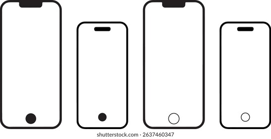 A collection of clean, modern smartphone outlines for various design needs
