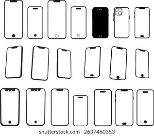 A collection of clean, modern smartphone outlines for various design needs