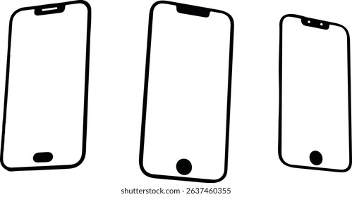 A collection of clean, modern smartphone outlines for various design needs
