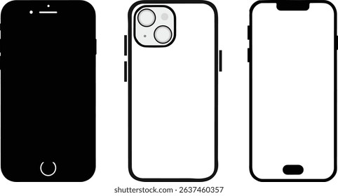 A collection of clean, modern smartphone outlines for various design needs