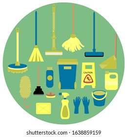 Collection of cleaning equipment vector