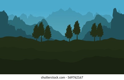 Collection of cliff on blue sky landscape vector illustration