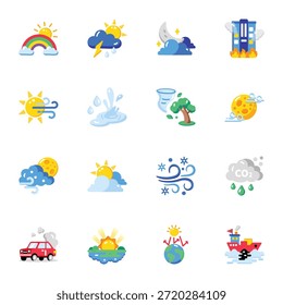 Coleção de Ícones de Estilo Plano Climático 