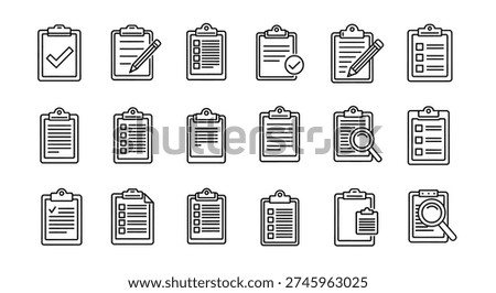 Collection of clipboard icons with checklists a distinct silhouette