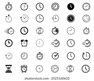 Collection of Clock icons or symbols, Vector Fully editable file.