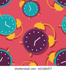 Collection Clocks Seamless Pattern Vector Hand Stock Vector (Royalty