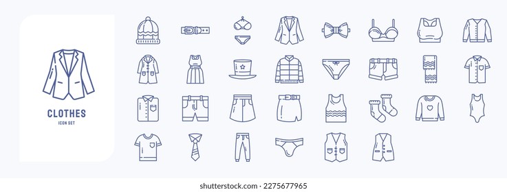 Collection of Clothes and dress vector icon set
