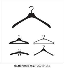 Collection of  Clothes Hangers Isolated On White Background. Vector