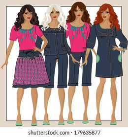 Collection of clothes in the romantic style