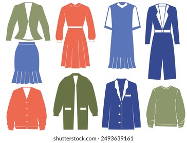 collection of clothes silhouettes vector 