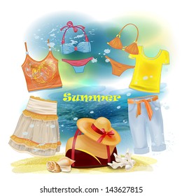 collection of clothes for the summer holidays