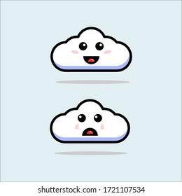 Collection of cloud characters, happy and sad