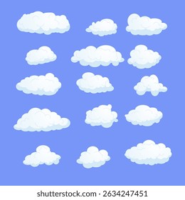 Collection of Cloud elements in the clear sky, elements for design. vector illustration