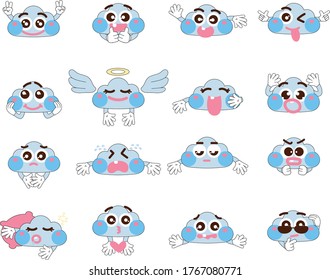 Collection of the cloud with emotions