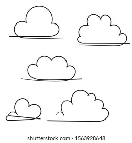 Collection Of Cloud Icon Vector Illustration With Single Continuous Line Hand Drawing Doodle Style