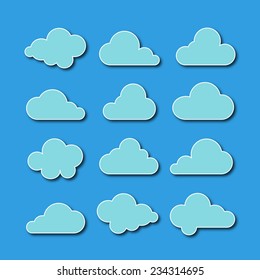 Collection of cloud icons 