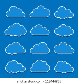 Collection of cloud icons. Vector illustration