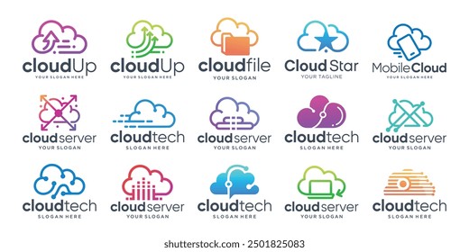 Kollektion von Cloud-Logo-Design-Inspiration. Cloud-Logos-Icon-Vorlage, Vektorsatz.