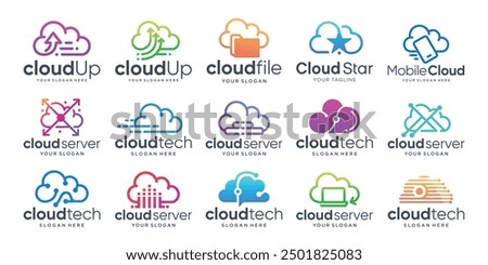 collection of cloud logo design inspiration. cloud logos icon template vector set.