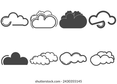 logo de la nube de la colección, ilustración abstracta de la nube del conjunto del icono