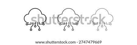 Collection of cloud networking line icon. Line icons related to cloud computing, services, cloud networking. Cloud Node Infrastructure icon. Solid glyph series icon illustration.