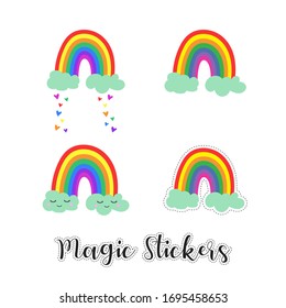 Collection of cloud and rainbows drawings. Funny pictures of clouds.