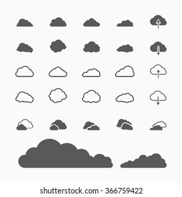 Collection of cloud shapes, Cloud icons