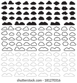 Collection Of Cloud Shapes, Cloud Icons, Vector Illustration