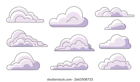 Collection of cloud shapes for weather forecasting and design projects