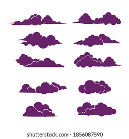 collection of cloud silhouette shapes, simple vector illustration