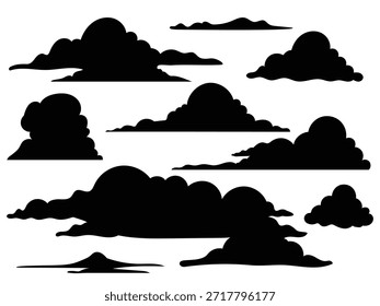 Collection of cloud silhouette, weater sky clouds