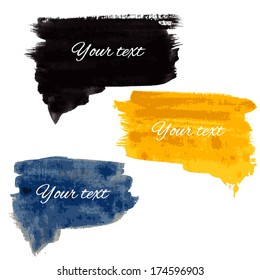  Collection of cloud speech watercolor black, yellow, blue for your design