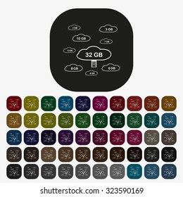 collection of cloud storage. icon. vector design, set of colored buttons