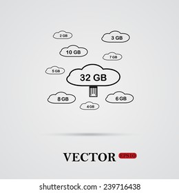 collection of cloud storage   on a light background with shadow, vector, EPS 10